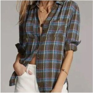 Pilcro Multicolor Plaid Button Down Shirt Size Small